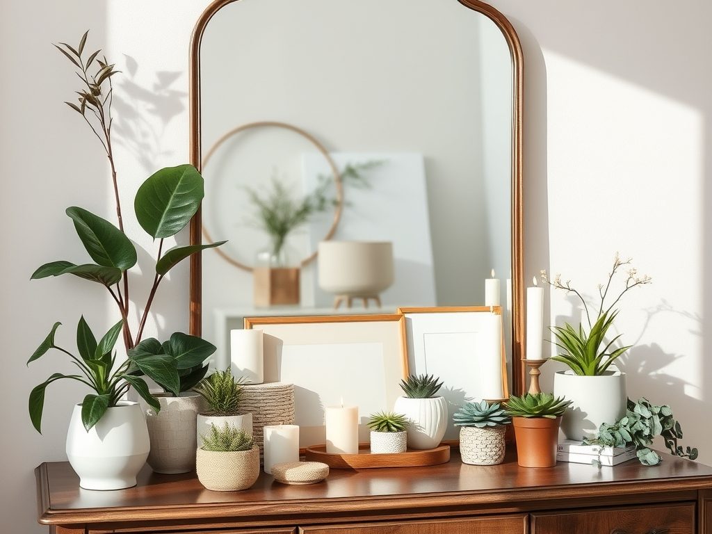Dekoracje na komodę pod lustrem: jak stworzyć harmonijną i lekką aranżację wnętrza