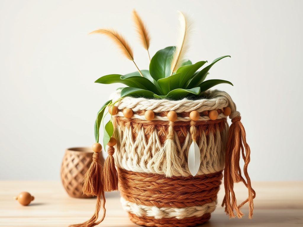 Osłonka na doniczkę w stylu boho DIY: jak wybrać splot, kolor i dodatki dla naturalnego efektu