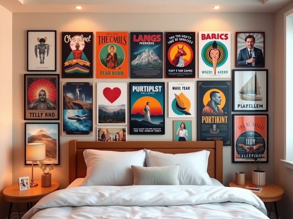 Galeria plakatów w sypialni: jak stworzyć spójną i harmonijną dekorację ściany
