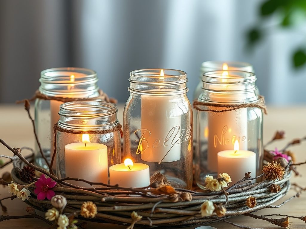 Świeczniki ze słoika DIY: kreatywne pomysły na dekoracje z naturalnych materiałów i bezpieczne użytkowanie
